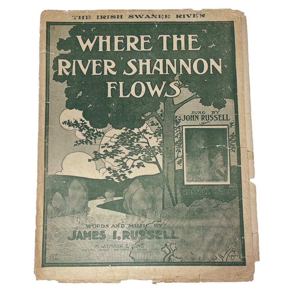 1908 Where The River Shannon Flows Sheet Music The Irish Swanee‎ River